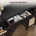 thumbnail image 5 of SICOTAS 52" Rattan Computer Desk with 3 Drawers & 2 Storage Cabinets, Boho Executive Desk Set of 2, Modern Writing Desk for Home Office Bedroom, Black, 5 of 9