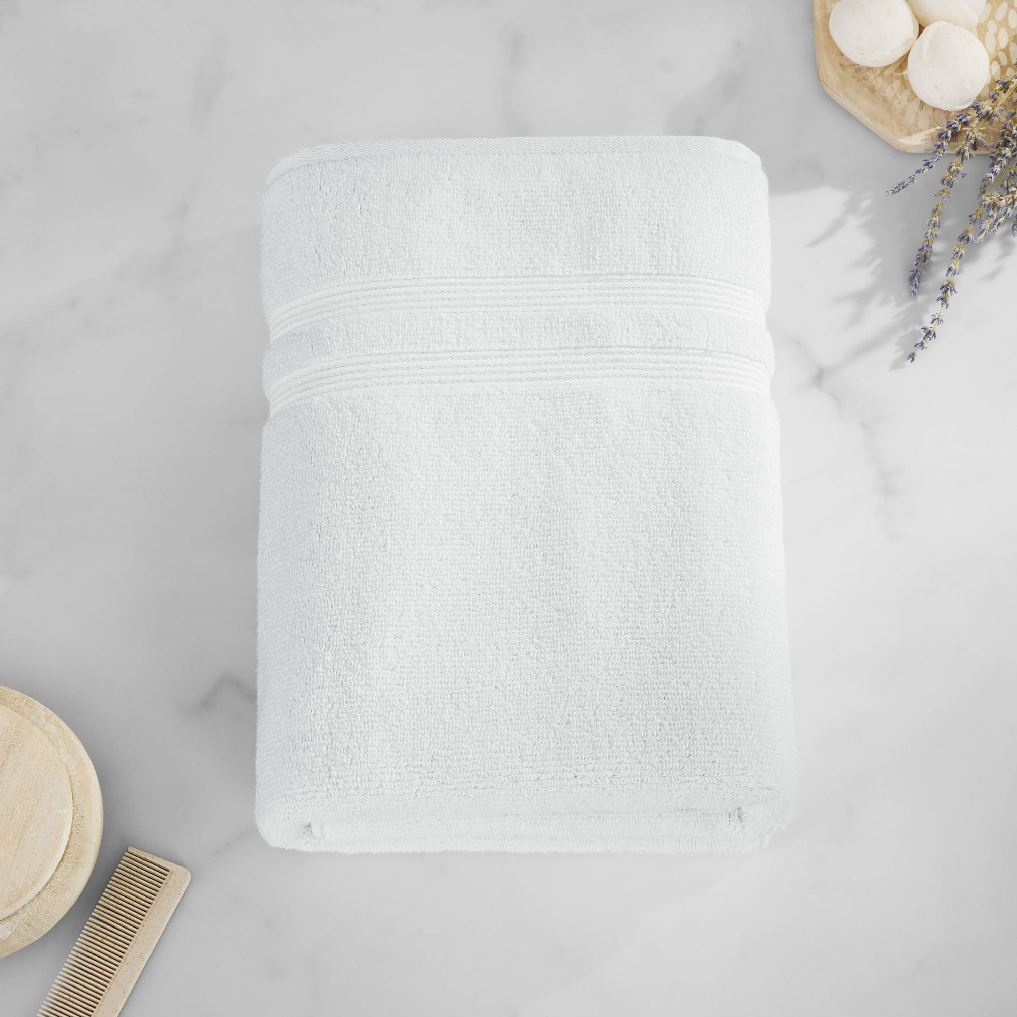 Mainstays Performance Cotton Bath Sheet, Oversized Super Soft Quick Dry Fade Resistant, Solid White