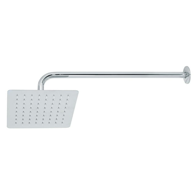 Regadera cuadrada 8", acero inox, con brazo, cromo, Túbig Foset R-415