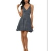 XscapeWomen's Glitter Fit & Flare Dress Charcoal Size 0