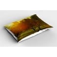 thumbnail image 2 of Ambesonne Nature Pillow Sham 2 Pack, Sunset over City Park, 30"x20", Fern Green Dark Orange, 2 of 3