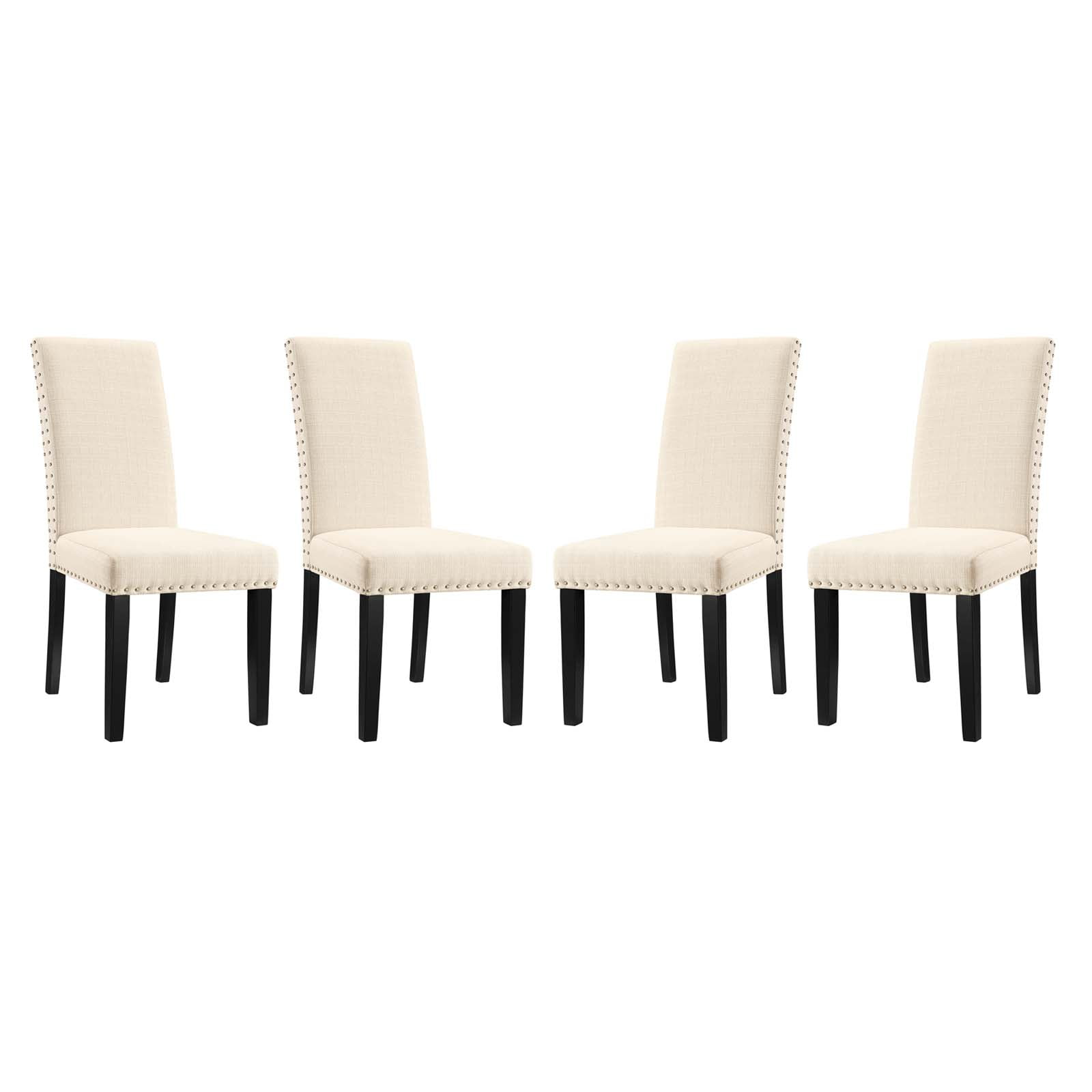 Beige Upholstered High Back Parsons Dining Side Chair Set