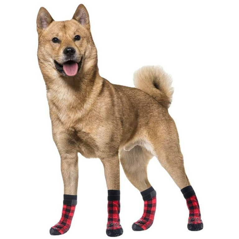 2 Pairs of Anti Slip Dog Socks-Dog Grip Socks with Straps Traction Control  for Indoor on Hardwood Floor Wear,Pet Paw Protector for Small Medium Large  Dogs A L 