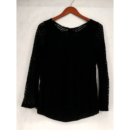 Kate & Mallory Top Sz S Chevron Top w/ Cut-Out Back & Tie Bow Black A417007