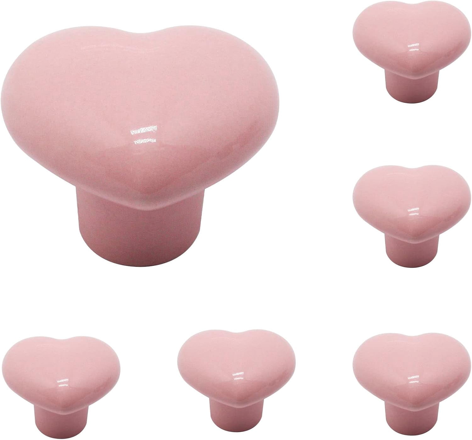 Kit De 10 Tiradores De Ceramica Para Muebles Corazon Rosa Rosa