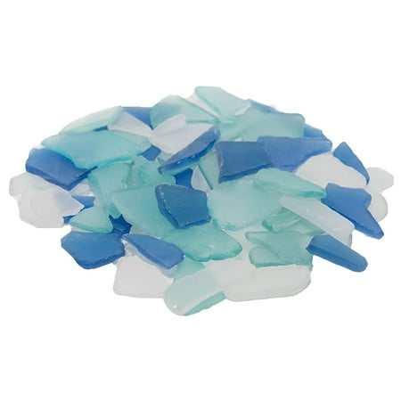 Sea Glass Stack (Sea Glass | Cobalt Blue Aqua and Frosted White Sea Glass Mix | 12oz Assorted Sea Glass for Decoration and Craft | Nautical Crush Trading)