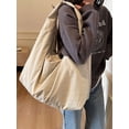 thumbnail image 3 of Deago Tote Bag for Women Large Nylon Slouchy Hobo Bag Crescent Shoulder Bag Vintage Casual Travel Gym Shopper Pleated Handbag (Beige), 3 of 8