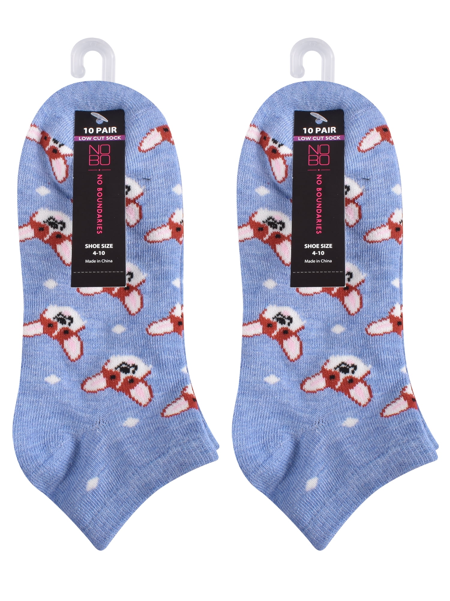 No Boundaries 20-Pack Includes Twenty Low-Cut Socks Ladies Shoe Size 4-10 In Multi Colors And Patterns