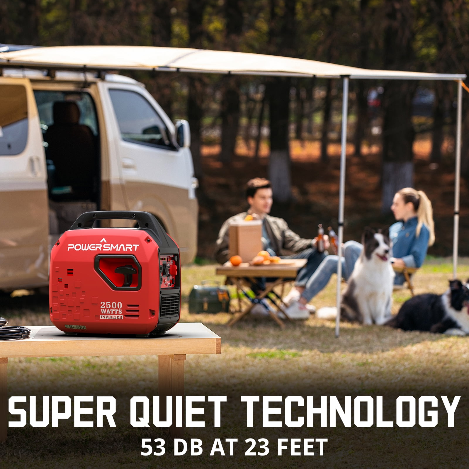 PowerSmart 2500W Portable Inverter Gas Generator,Super Quiet,Low Oil Shutdown,Ultra Lightweight for Camping