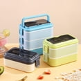 thumbnail image 4 of ZMKIAG 3000ML Large Stackable Bento Box with 3 Compartments & Utensil Set, Leakproof Microwaveable Lunch Container for Adults Office Meal Prep, Dishwasher-Safe Dividers, 4 of 9