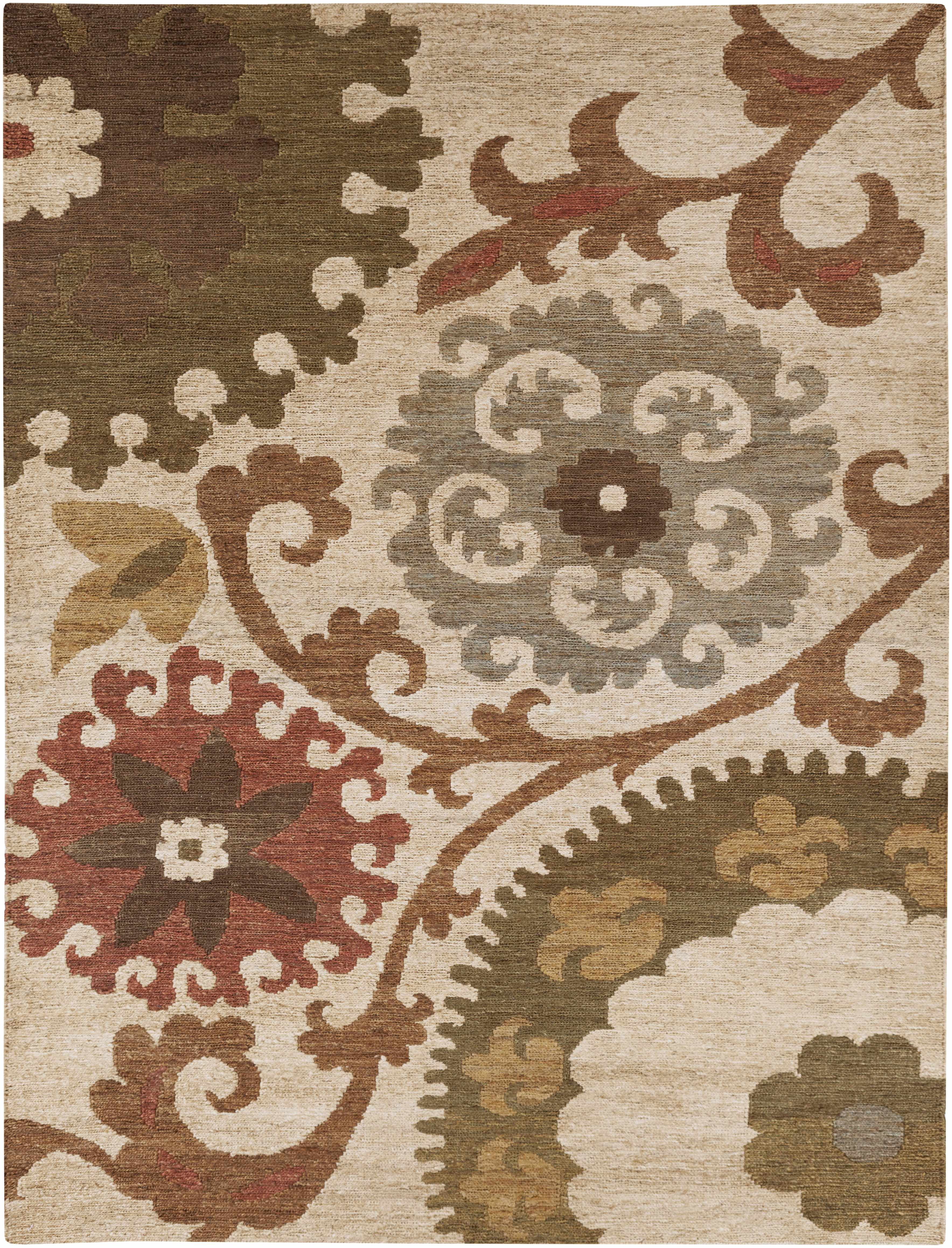 Hauteloom Stillmore Jute Living Room, Bedroom Area Rug - Bohemian/Global - Olive, Rust, Teal - 2' x 3'