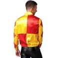 thumbnail image 3 of TiaoBug Mens Horse Racer Costume Satin Jackets Contrast Checkerboard Outerwear Halloween Party Fancy Dress Yellow&Red M, 3 of 7