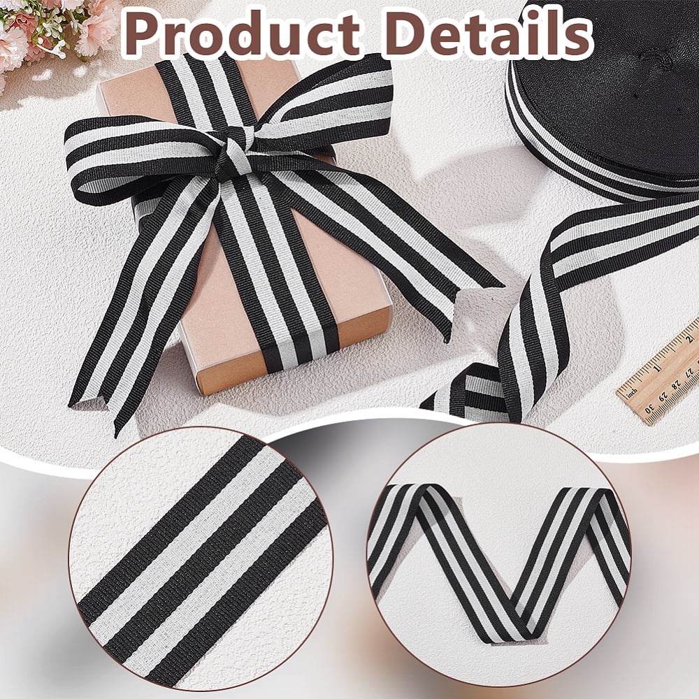 Polyester Stripe Ribbons Black 1-5/8 inch(40mm)