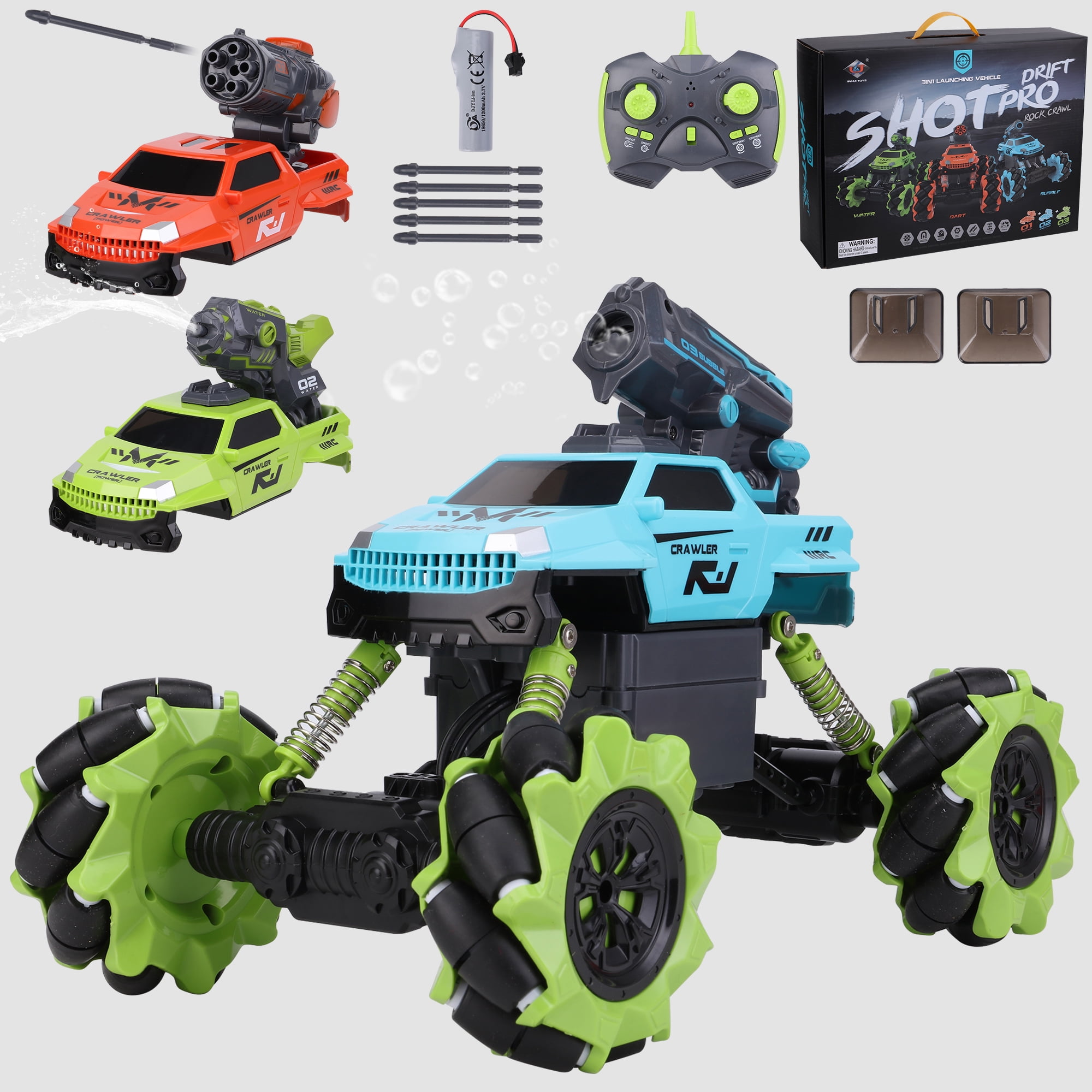 FOCUSSEXY 114 Scale Remote Control Car 3 Modes Transformation Missile, Water Cannon, Bubble