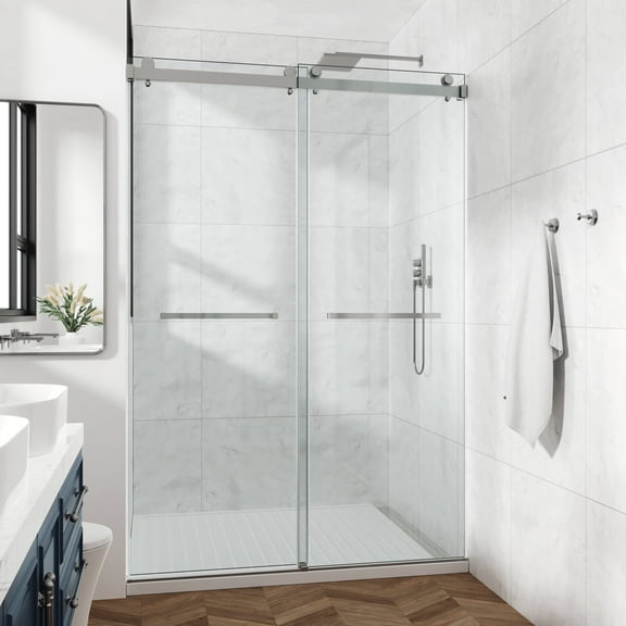 Cozy 48"x 76" Frameless Double Slide Shower Door 3/8" Tempered Glass