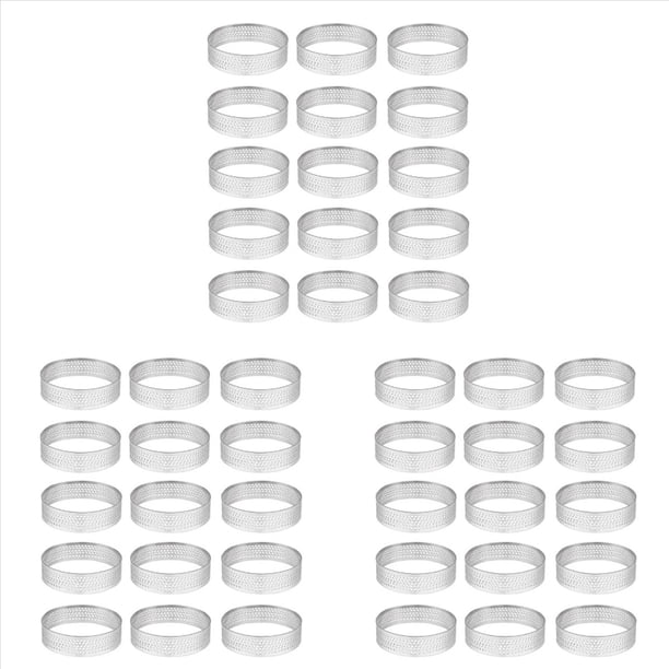 Paquete de 45 Anillos para Tarta de Acero Inoxidable, Anillo para Mousse de Pastel Perforado Resistente Al , Herramientas para Hornear Donas con Anillo Redondo