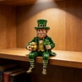 thumbnail image 3 of Dserhfy St. Patrick's Day Leprechaun Figurine Small Lucky Shamrock Statue Resin Irish Clover Leprechaun Ornament for Car Dashboard Home Table Decor, 3 of 8