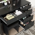 thumbnail image 6 of OXYLIFE Black Makeup Vanity Dressing Table with Mirror, 5 Drawers and Shelves (Square Lighted Mirror ), 6 of 7
