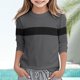 thumbnail image 1 of Blusas y camisas de manga corta con cuello redondo para verano y primavera, moda para niños pequeños, blusa lisa con cuello redondo y manga 3/4 para mujer, blusa de poliéster para niños, 1 of 5