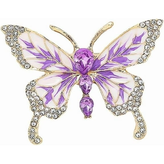 Sparkling Butterfly Crystal Rhinestone Brooch Pin Enamel Colorful Glitter Pearl Bead Lapel Pins Hats Clothes Dress Accessories Jewelry for Women