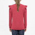 thumbnail image 5 of LpwkSSA Children Kids Girls Long Sleeve Shirts Spring Fashion Round Neck Basic Tops Casual Loose Comfy Tshirt Tunic Tops (Red,11-12 Years), 5 of 7