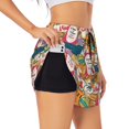 thumbnail image 2 of Bixox Women's Retro Summer Stamp pattern 2 in 1 Running Shorts - Lightweight Athletic Workout Gym Yoga Shorts Liner with Pockets - Small, 2 of 7