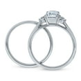 thumbnail image 4 of BERRICLE Sterling Silver 3-Stone Wedding Engagement Rings 1 Carat Emerald Cut Cubic Zirconia CZ Ring Set for Women, Rhodium Plated Size 8, 4 of 11