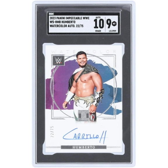 Humberto WWE Autographed 2023 Panini Impeccable Watercolor #WS-HMB #22/75 SGC Authenticated 9/10 Card - Fanatics Authentic Certified