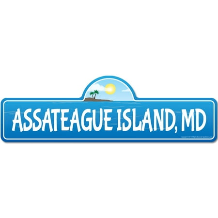Assateague Island, MD Maryland Beach Street Sign | Indoor/Outdoor | Surfer, Ocean Lover, Décor For Beach House, Garages, Living Rooms, Bedroom | Signmission Personalized (Best House Md Moments)