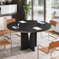 thumbnail image 3 of Tribesigns 39" Round Conference Table for 4, Wooden Meeting Table, Rustic Office Table with Sturdy Base, Multi-Purpose Business Seminar Table for Conference Room (Black), 3 of 7