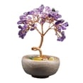 thumbnail image 2 of Estatua de árbol del dinero, adorno artesanal de cerámica, escultura creativa para mueble de TV violeta, 2 of 9