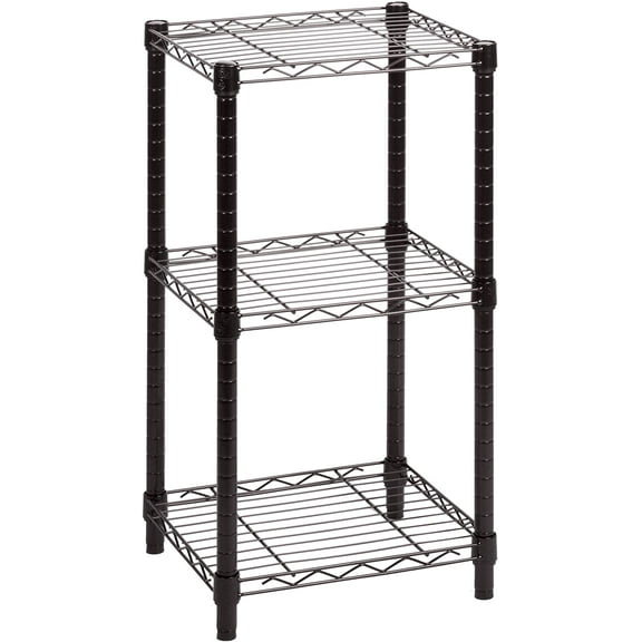 Small 3-Tier Adjustable Storage Shelving Unit SHF-09209 Black 600 lbs