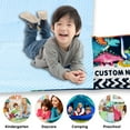 thumbnail image 3 of AOLOA Personalized Toddler Nap Mat for Daycare, Custom Name Kids Sleeping Bag with Pillow and Blanket for Preschool Kindergarten, Navy Dinosaur Design Nap Mats Easy Carry, 3 of 8