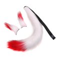 thumbnail image 2 of Juego de orejas y Cola de piel sintética de felpa Salvador Disfraz Decoración Fiesta de disfraces blanco rojo, 2 of 10