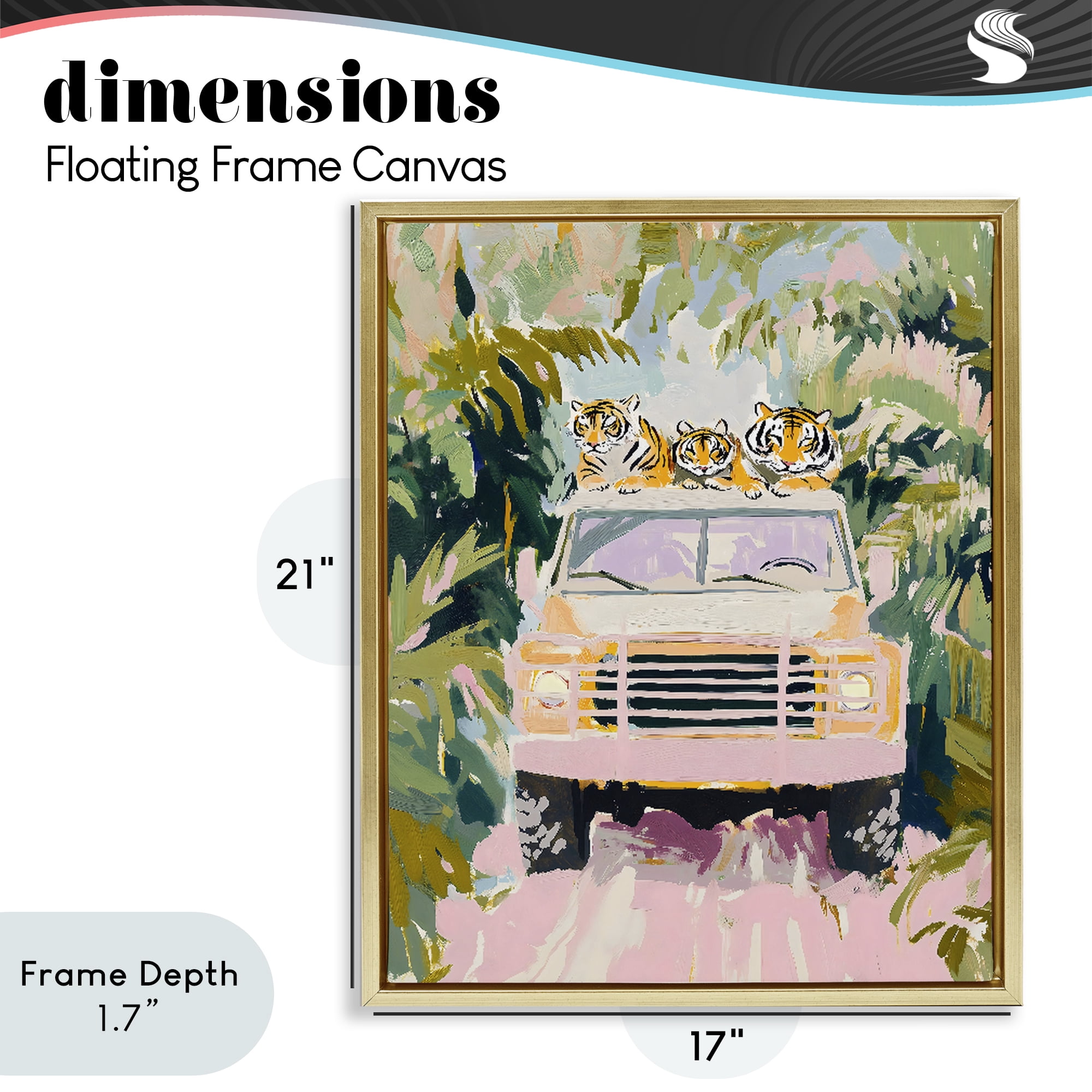 Stupell Industries Safari Trip Tiger Trio Gold Framed Floater Canvas Wall Art, design by The Prints Vibe