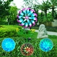 thumbnail image 4 of Molino de viento luz césped Solar 3D hierro viento Spinners tierra enchufe lámpara azul, 4 of 8