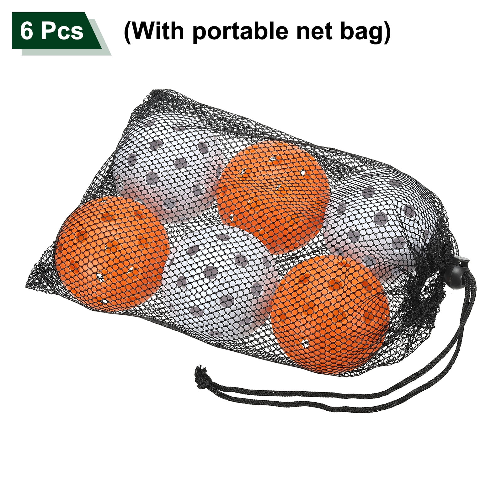 Luminous Pickleball Balls 40 Holes Glow in the Dark Pickleball Balls with Mesh Bag Orange,White, 6 Pack