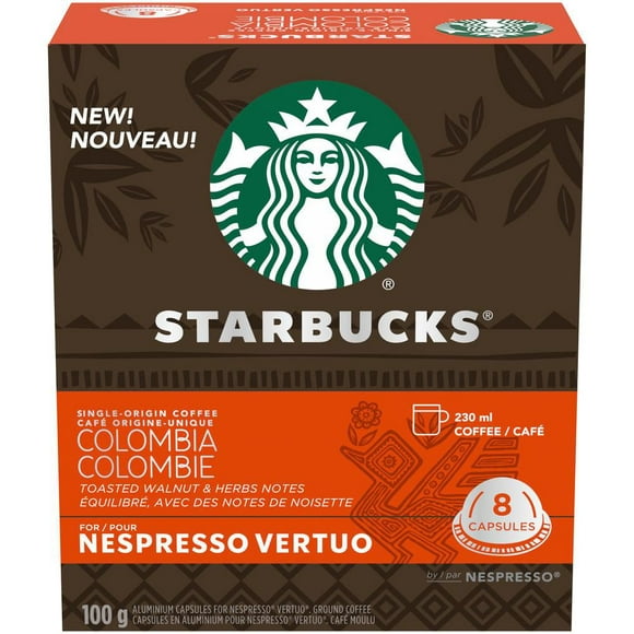Starbucks Single Origin Coffee Colombia for Nespresso Vertuo, 8ct, 8 x 230 ml