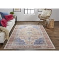 thumbnail image 3 of Feizy Percy Transitional Medallion, Red/Tan/Blue, 7'10" x 9'10" Area Rug Easy Care Fade Resistant Sheen Bohemian & Eclectic Distressed Floor Rug for Living room Bedroom, 3 of 8
