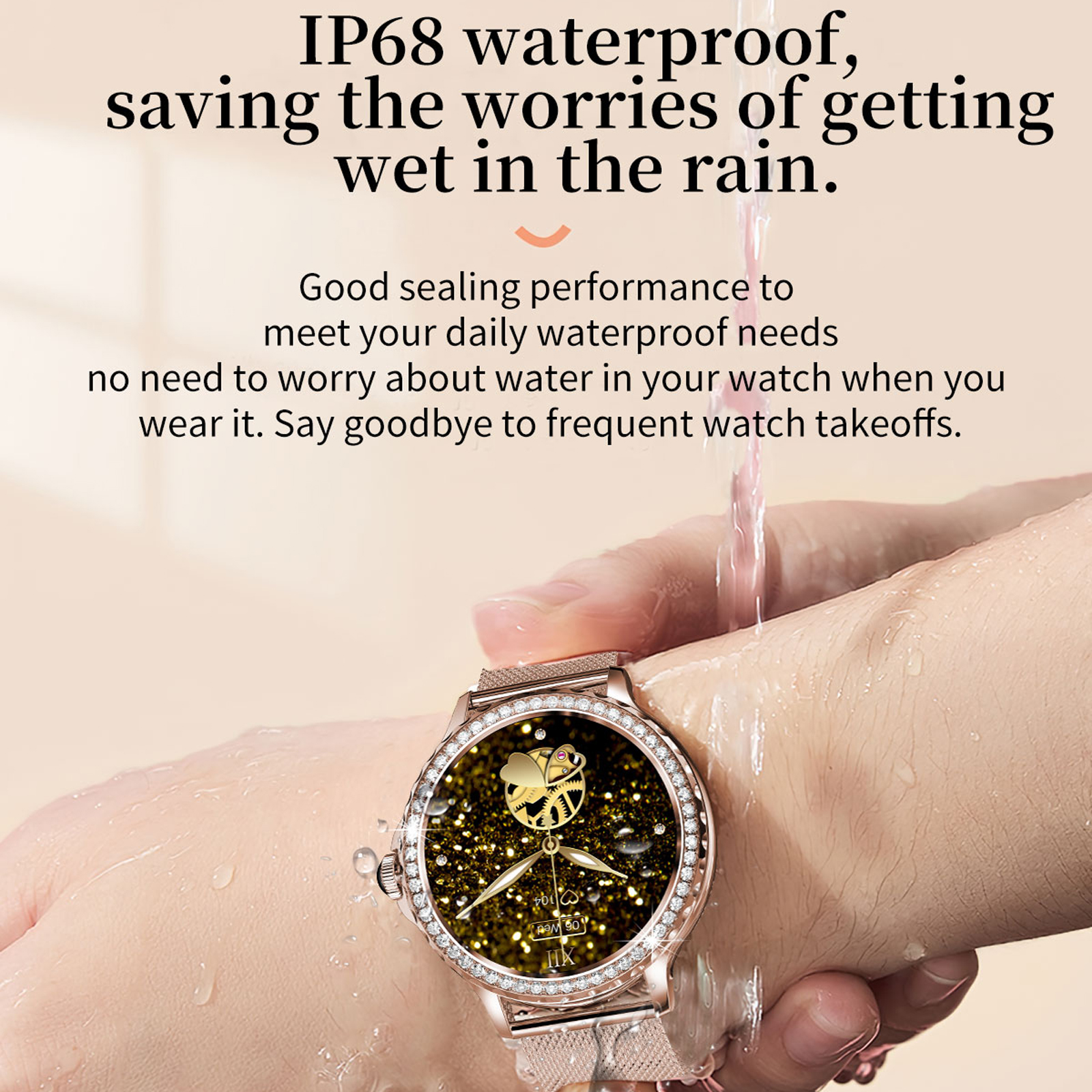 AMOLEDMingdaln 42mm Smart Watch for Women, fits for Android and Iphone Devices,with IP68 Waterproof/150+ Sport Modesperfect gift2 strapsGold