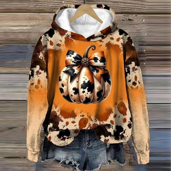 Wancir Thanksgiving Sweatshirt for Women Plaid Pumpkin Hoodie Graphic Shirt Fall Long Sleeve Tops
