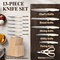 thumbnail image 6 of Xanapon Knife Set, 13PC German Stainless Steel Kitchen Knives with Sharpener, Ergonomic Handles, Perfect Housewarming Gift, White, 6 of 9