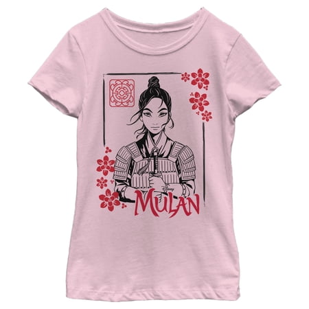 Girl s Mulan Blossom Frame Graphic Tee Light Pink Large