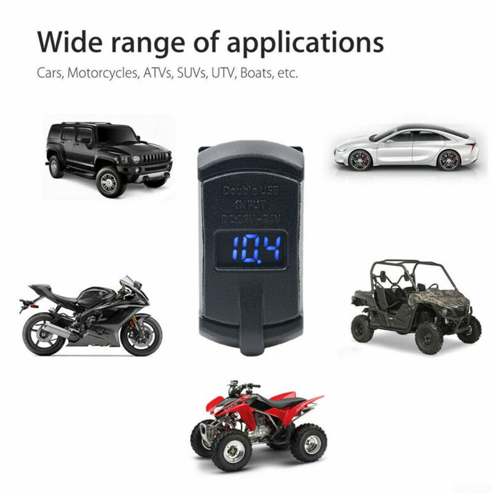 FXC Car Auto USB Quick Charger LED Digital Voltage Amp Gauge Ammeter Voltmeter 