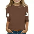 thumbnail image 2 of MKOSPLRT T-Shirts d'Halloween pour Enfants 3-12 Ans Garçons Filles Manches 3/4 T-Shirts Graphiques Col Rond Coupe Ample Hauts Mignons Fantômes Citrouille T-Shirts, 2 of 4