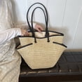 thumbnail image 2 of Bolsos Playa Verano para Mujer Bolso Mano Tejido Paja Informal Sencillo Compras, 2 of 9
