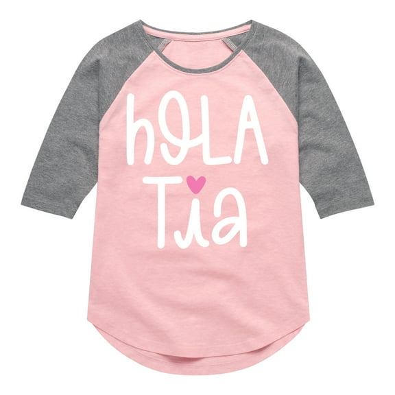 Instant Message - Hola Tia - Toddler & Youth Girls Raglan Graphic T-Shirt