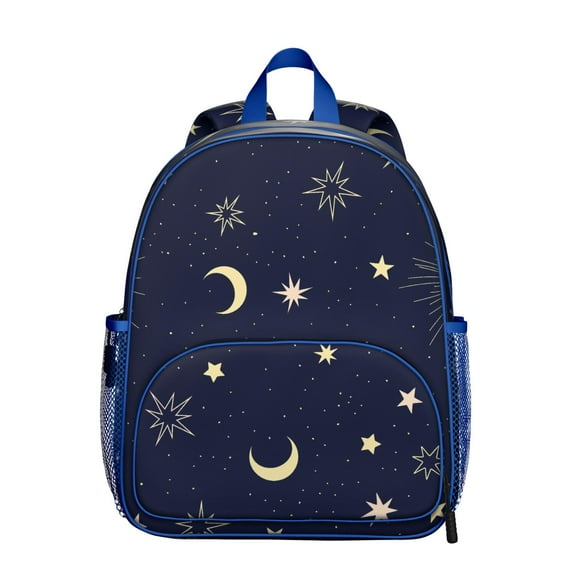 Starry Student Backpack – Gothic Celestial Moon Astrology Print With Starry Night Cosmic Mystical Spiritual Golden Witchy Pattern