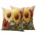 thumbnail image 2 of Pack of 2 Outdoor Pillow Covers 18x18 Inch Waterproof Summer Sunflowers Throw Pillow Covers,Decorative Couch Pillow Case Sham Vintage Oil Painting Red Yellow Floral Patio Pillowcases Cushion Cover, 2 of 8