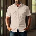 thumbnail image 3 of Men's Loose Classic Lapel Multi Pocket Industrial Work Shirt Top for Spring Fall Workwear,Khaki,L, 3 of 7